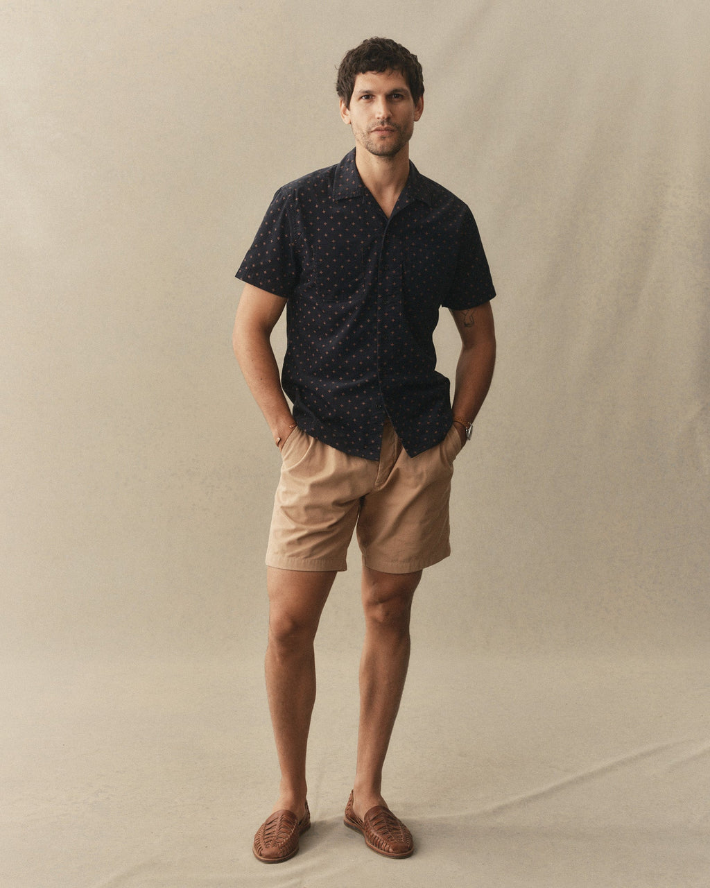 The Conrad Shirt in Navy Pigeon Foulard Pincord
